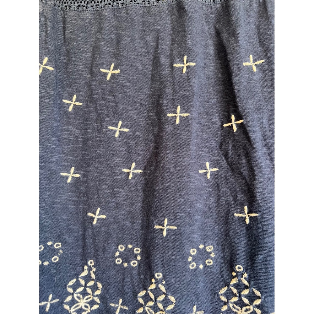 New Directions Weekend Navy Blue‎ Crochet Lace Embroidered Sleeveless Tank Top M - Picture 9 of 11